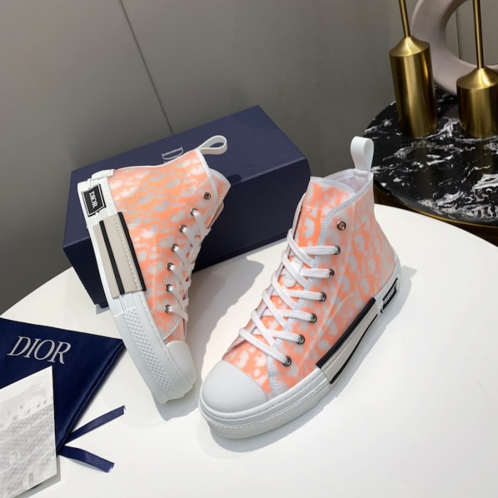 b23 high-top sneaker white and orange D*or oblique canvas