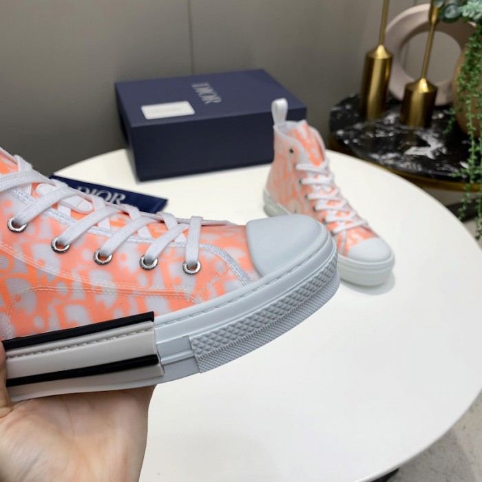 b23 high-top sneaker white and orange D*or oblique canvas