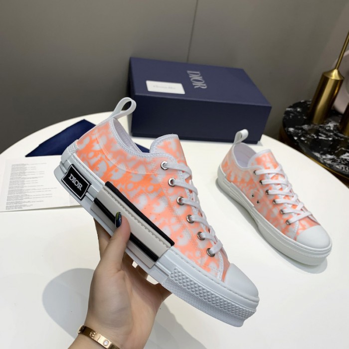 b23 low-top sneaker white and orange D*or oblique canvas
