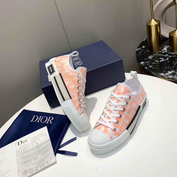 b23 low-top sneaker white and orange D*or oblique canvas