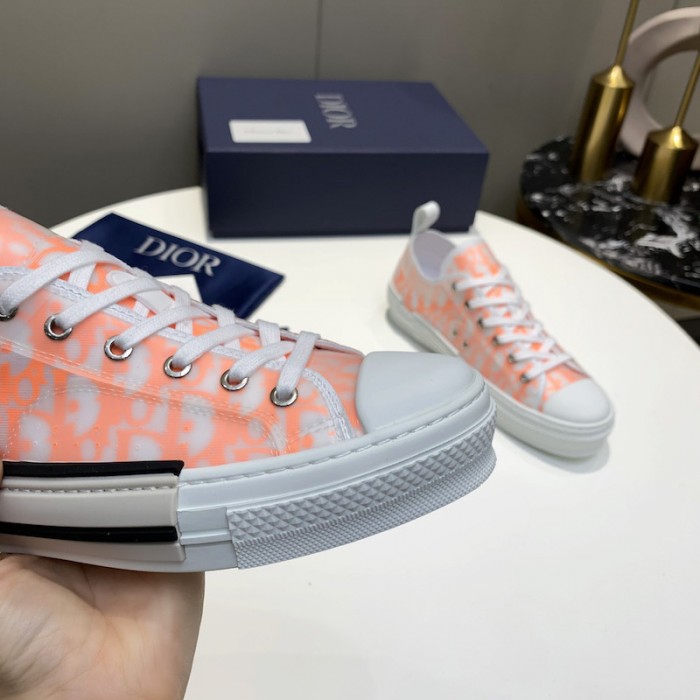 b23 low-top sneaker white and orange D*or oblique canvas