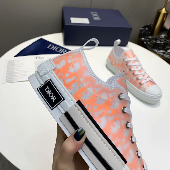 b23 low-top sneaker white and orange D*or oblique canvas