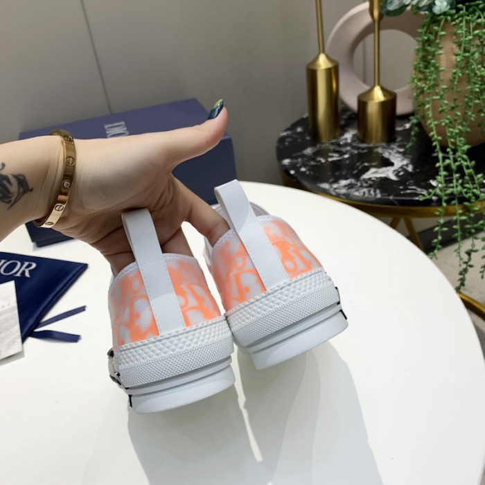 b23 low-top sneaker white and orange D*or oblique canvas