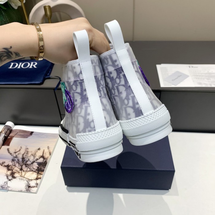 b23 D*or and kenny scharf high-top sneaker white and purple