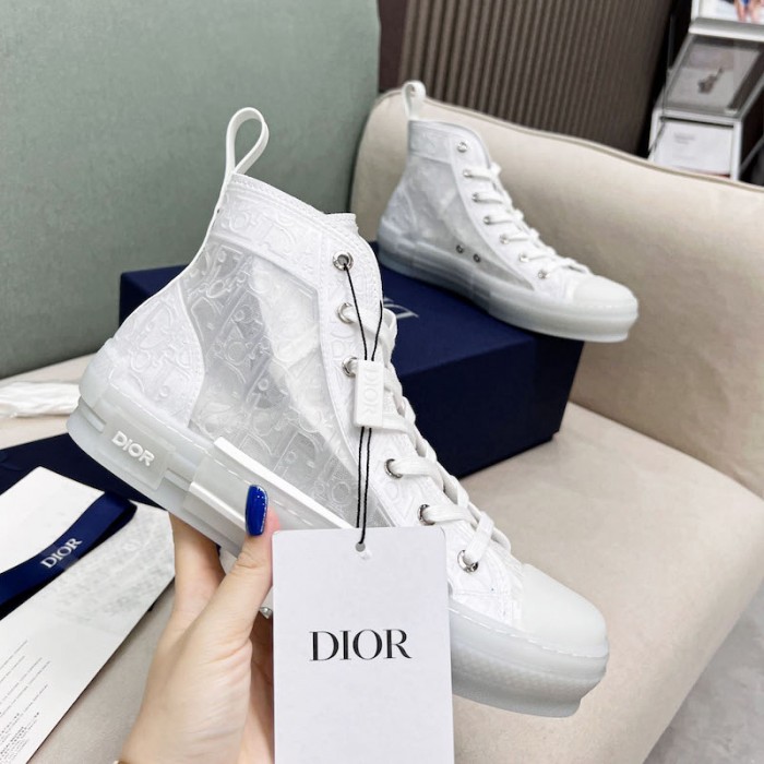 b23 high-top sneaker transparent canvas with white raised D*or oblique motif