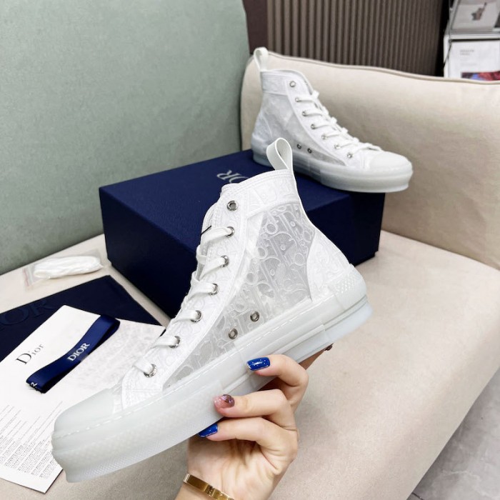 b23 high-top sneaker transparent canvas with white raised D*or oblique motif