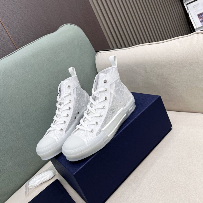 b23 high-top sneaker transparent canvas with white raised D*or oblique motif