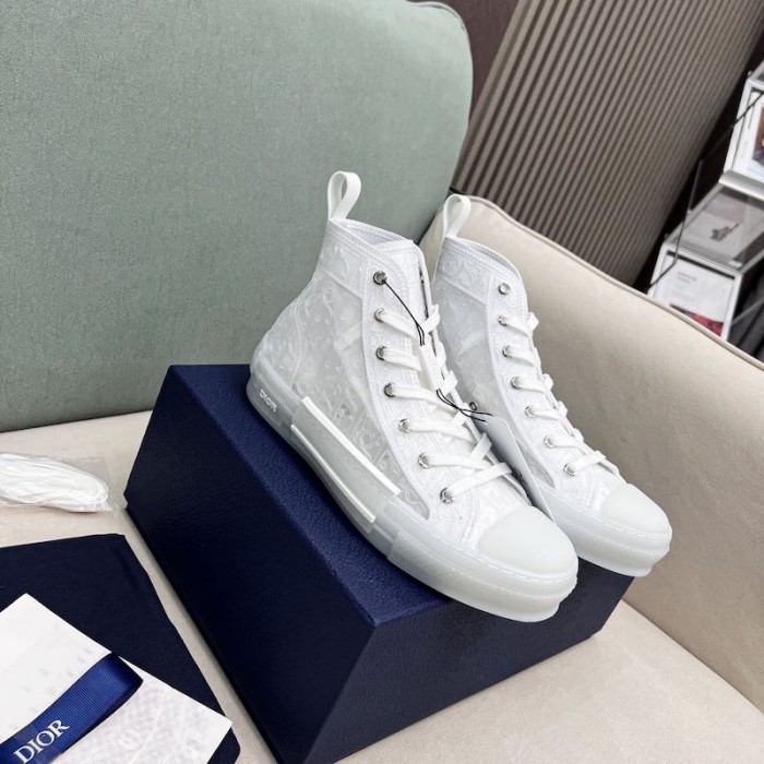 b23 high-top sneaker transparent canvas with white raised D*or oblique motif