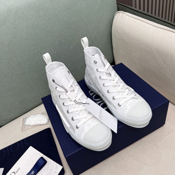 b23 high-top sneaker transparent canvas with white raised D*or oblique motif