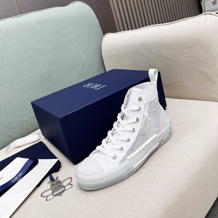 b23 high-top sneaker transparent canvas with white raised D*or oblique motif