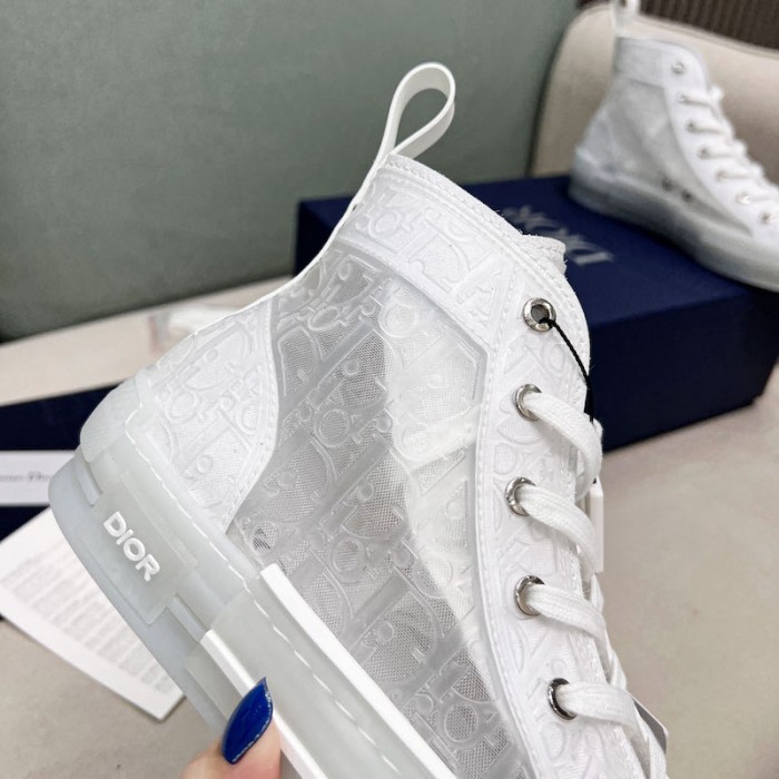 b23 high-top sneaker transparent canvas with white raised D*or oblique motif