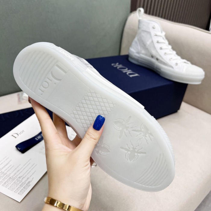 b23 high-top sneaker transparent canvas with white raised D*or oblique motif