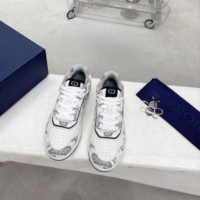 D*or b27 low top sneaker navy and white smooth calfskin