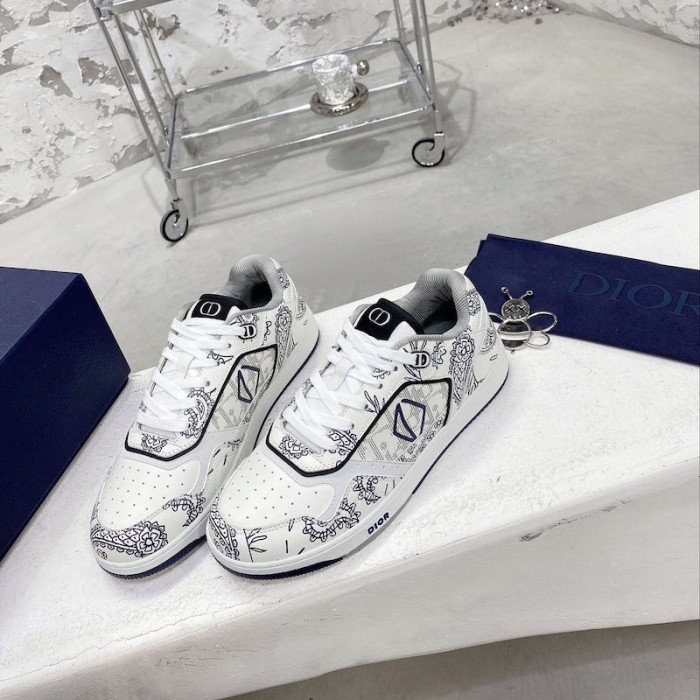 D*or b27 low top sneaker navy and white smooth calfskin