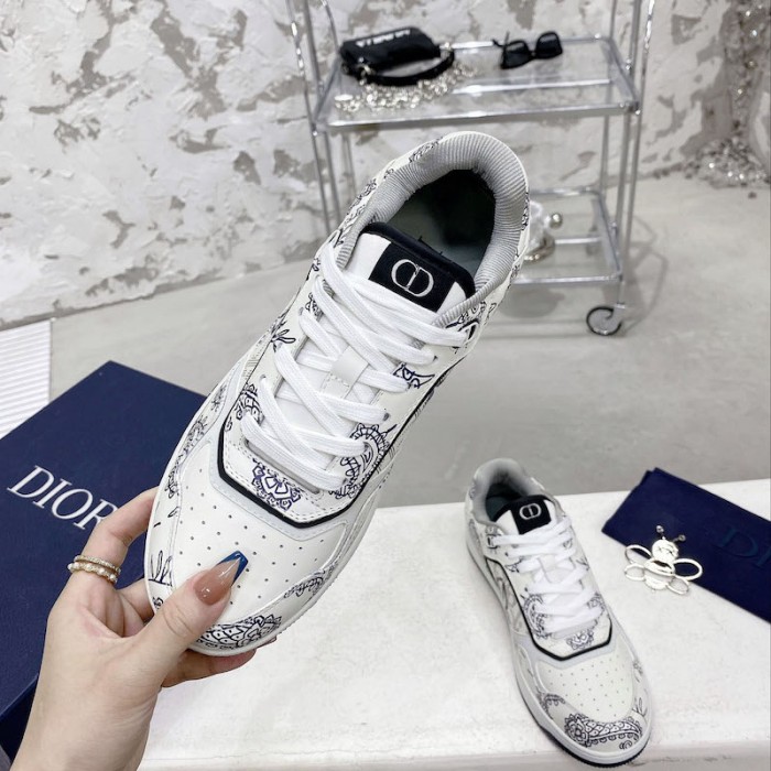 D*or b27 low top sneaker navy and white smooth calfskin