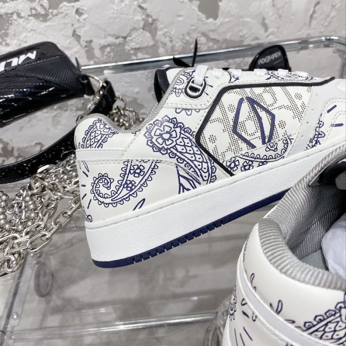 D*or b27 low top sneaker navy and white smooth calfskin