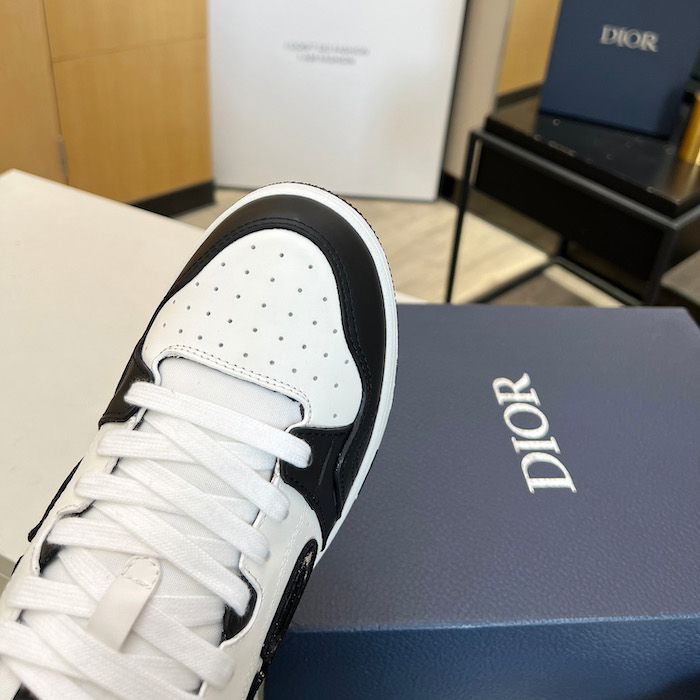 D*or b57 mid-top sneaker black and white smooth calfskin