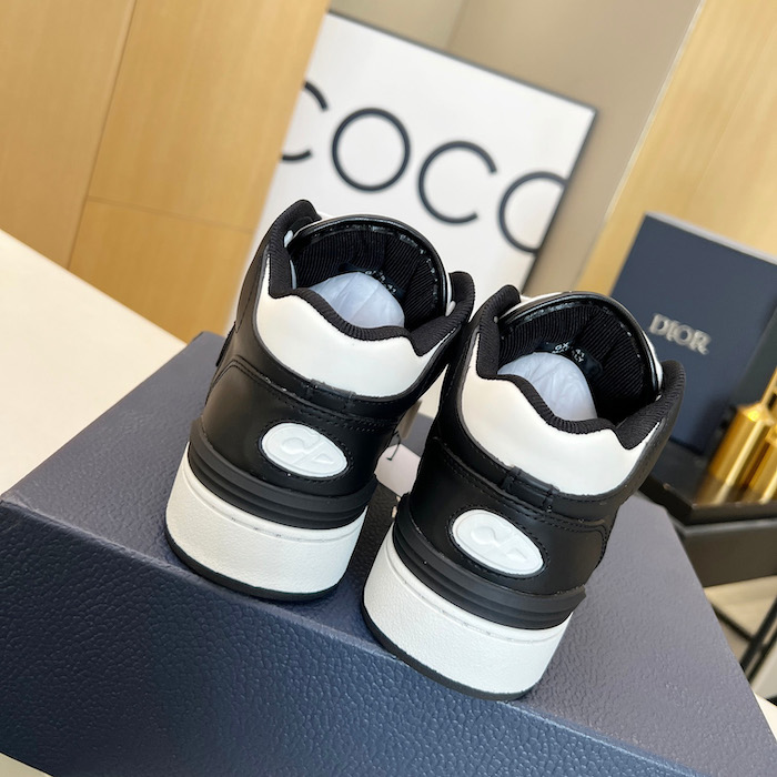 D*or b57 mid-top sneaker black and white smooth calfskin