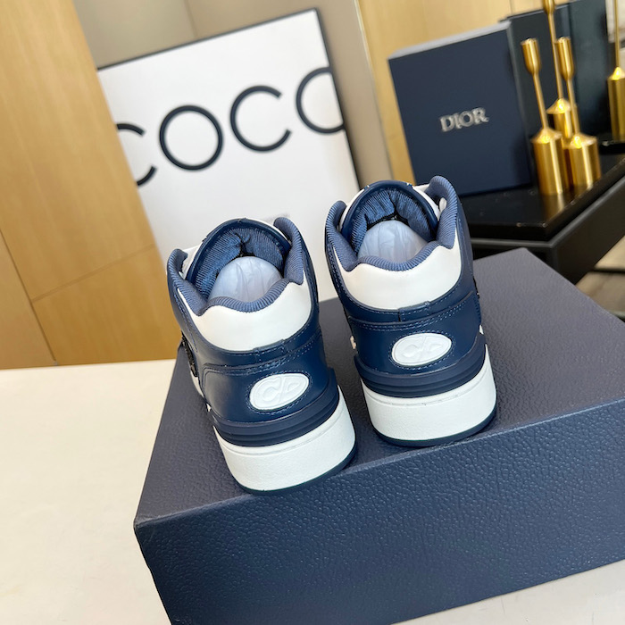 D*or b57 mid-top sneaker navy blue and white smooth calfskin