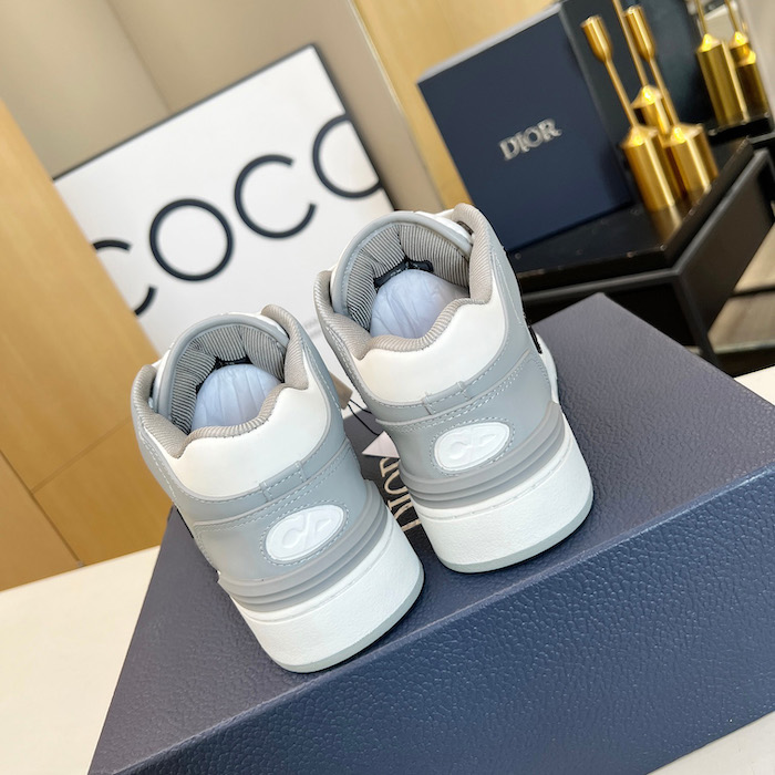 D*or b57 mid-top sneaker gray and white smooth calfskin