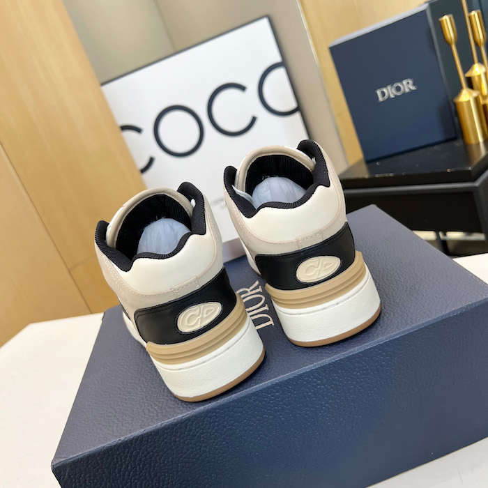 D*or b57 mid-top sneaker black and cream smooth calfskin and beige suede