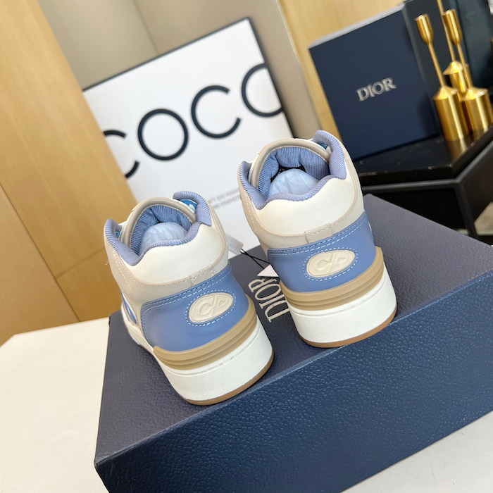 D*or b57 mid-top sneaker blue and cream smooth calfskin and beige suede