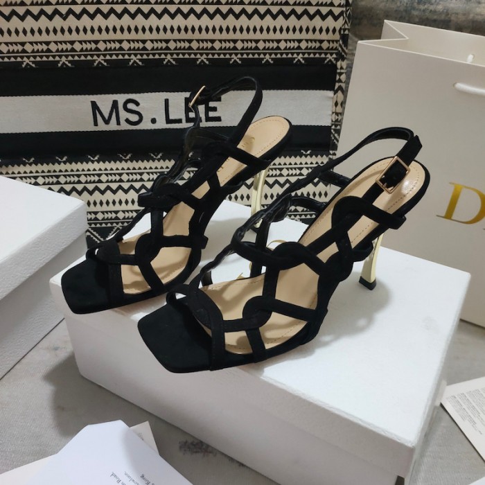 D*or d-fame heeled sandal black suede calfskin