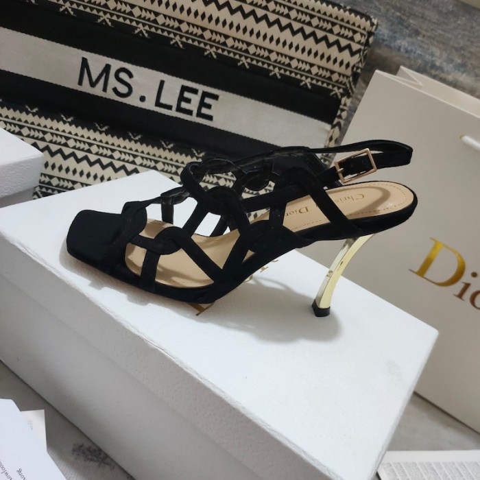 D*or d-fame heeled sandal black suede calfskin