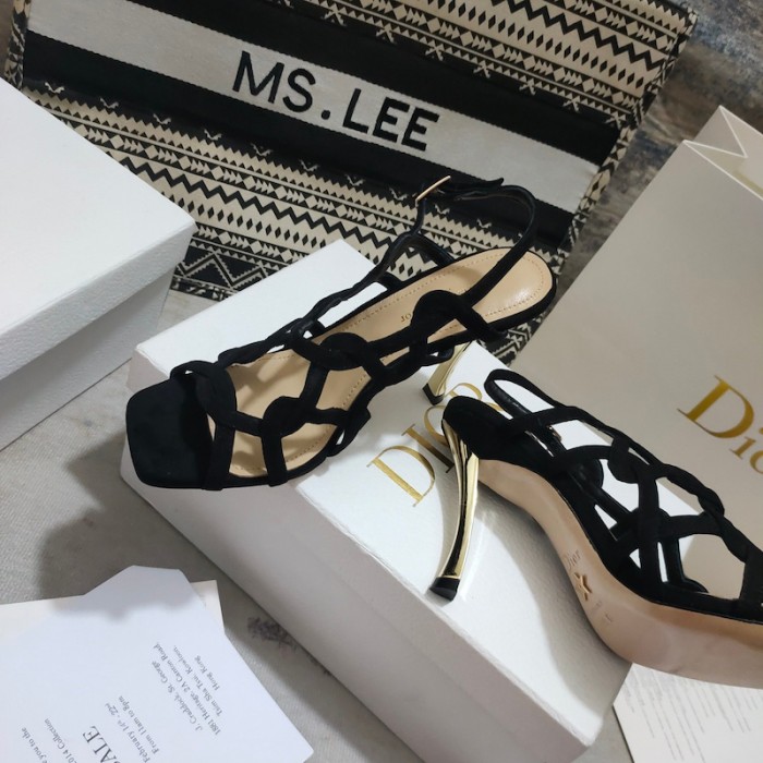 D*or d-fame heeled sandal black suede calfskin