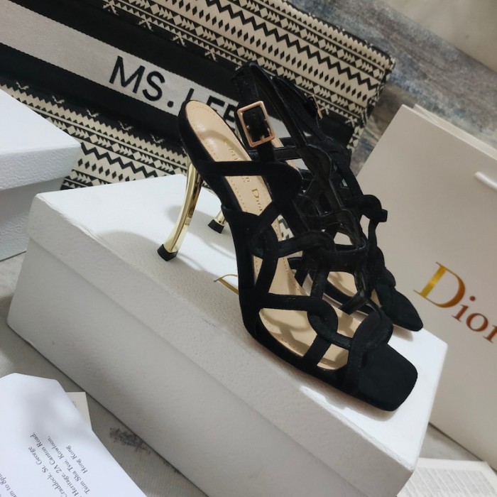 D*or d-fame heeled sandal black suede calfskin
