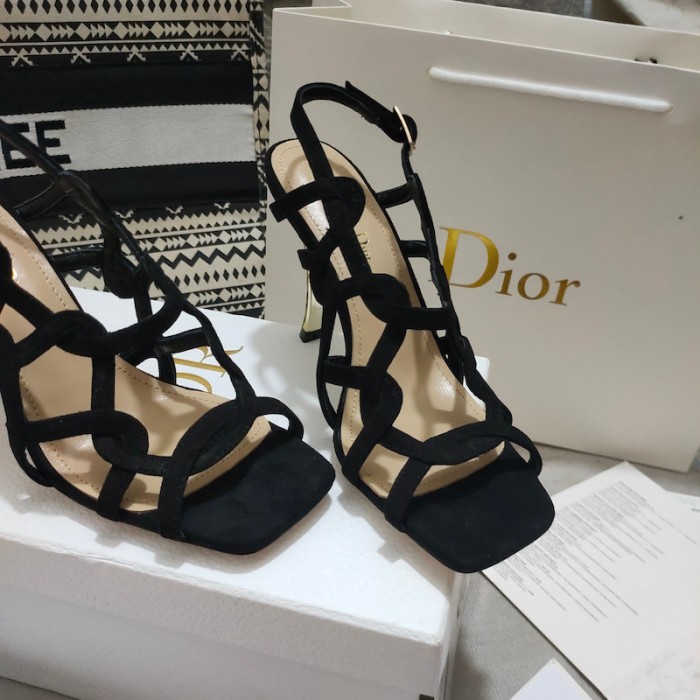 D*or d-fame heeled sandal black suede calfskin