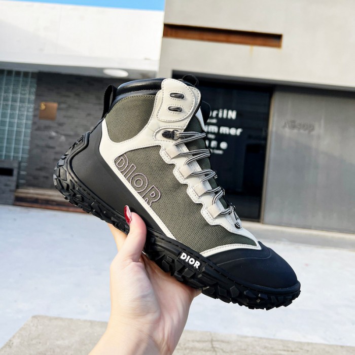 D*or D*orizon hiking ankle boot green technical mesh with black rubber