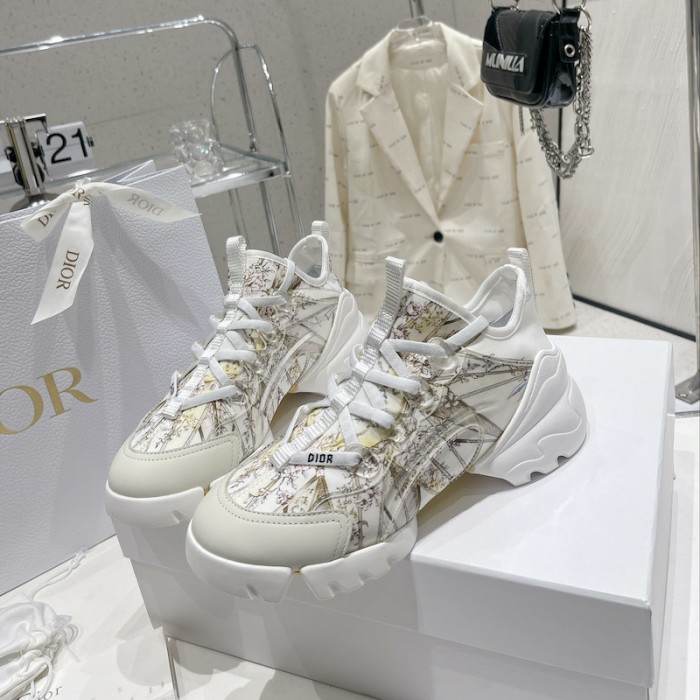 D*or d-connect sneaker white and gold tone multicolor technical fabric with rêve d''infini print