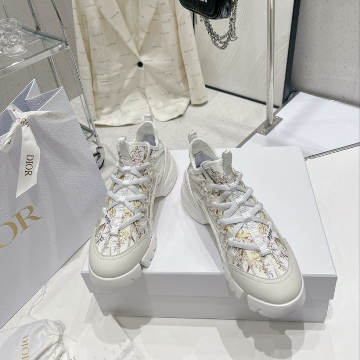 D*or d-connect sneaker white and gold tone multicolor technical fabric with rêve d