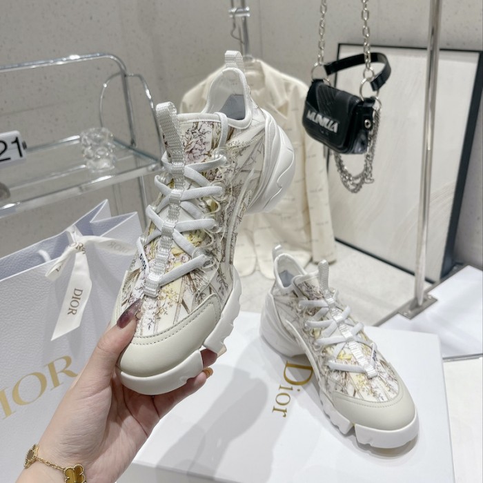D*or d-connect sneaker white and gold tone multicolor technical fabric with rêve d