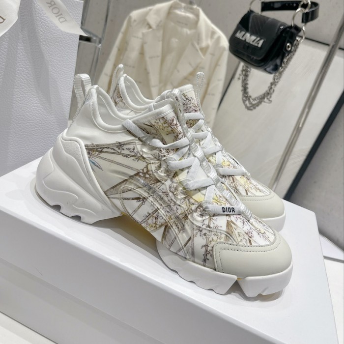 D*or d-connect sneaker white and gold tone multicolor technical fabric with rêve d