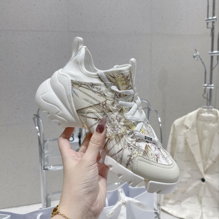 D*or d-connect sneaker white and gold tone multicolor technical fabric with rêve d