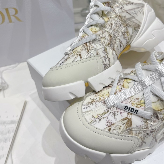D*or d-connect sneaker white and gold tone multicolor technical fabric with rêve d