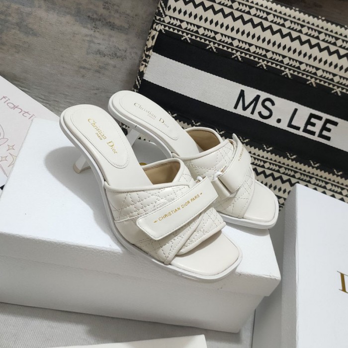 D*or dio(r)evolution heeled open-toe pump white calfskin