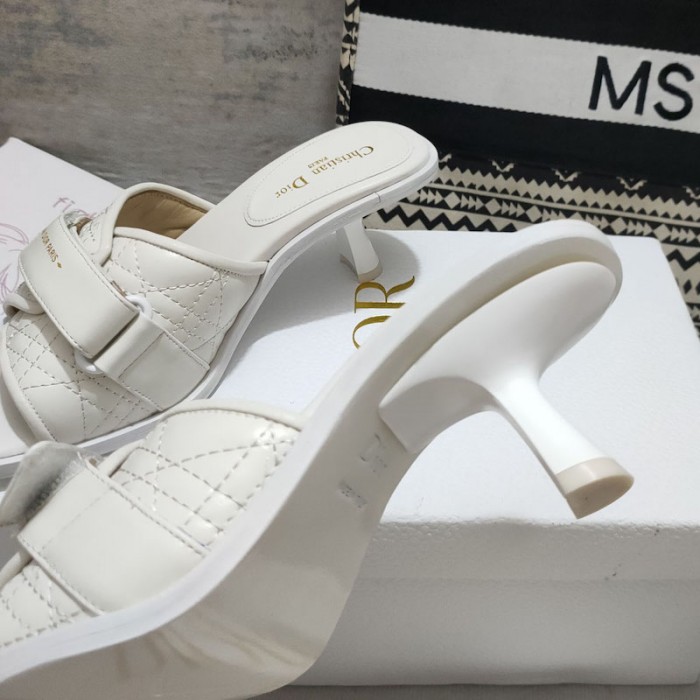 D*or dio(r)evolution heeled open-toe pump white calfskin