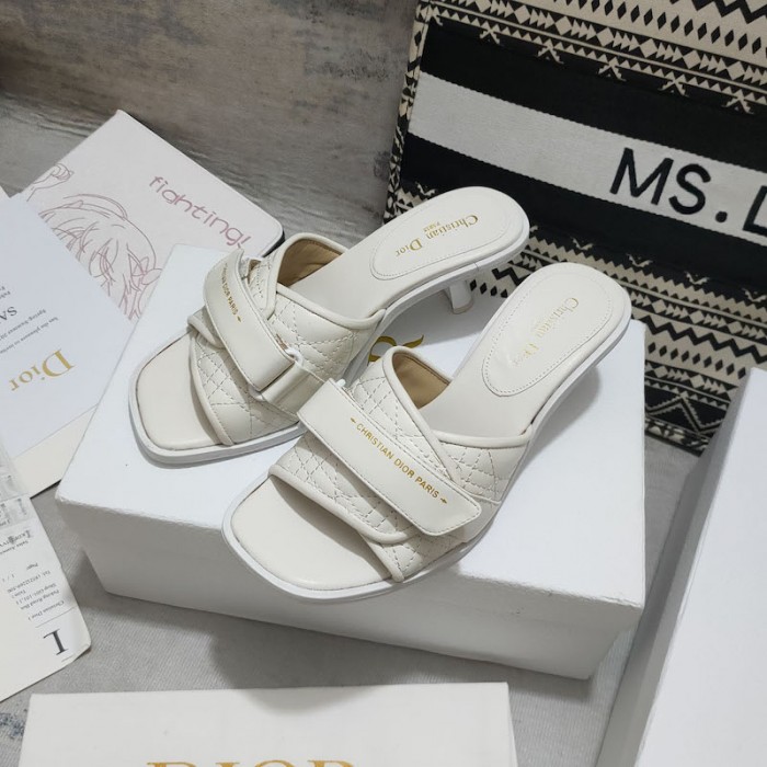 D*or dio(r)evolution heeled open-toe pump white calfskin