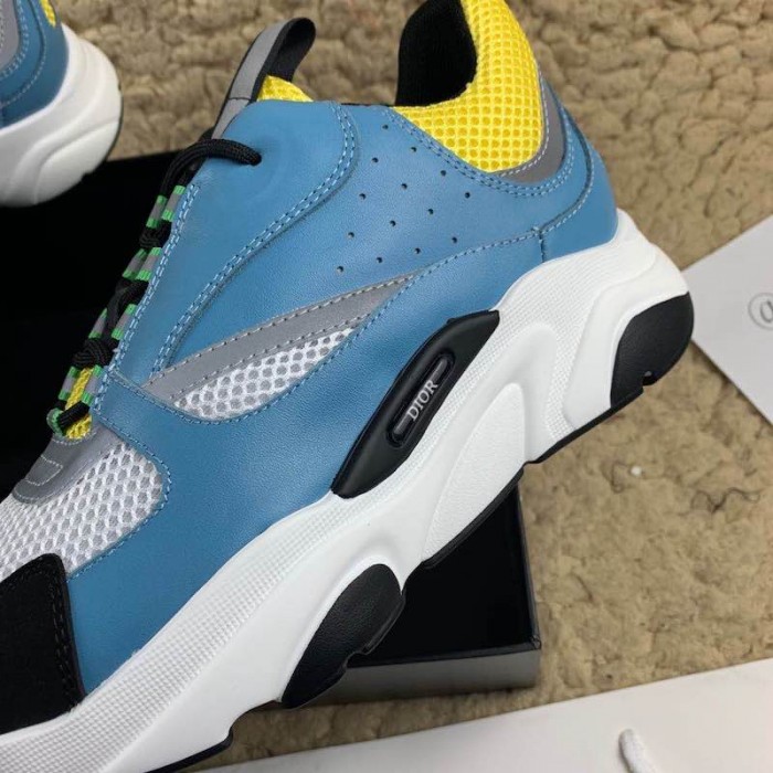 D*or b22 trainer in white technical knit and blue calfskin