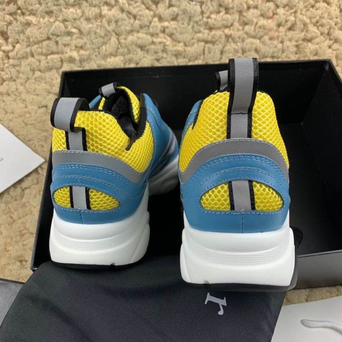D*or b22 trainer in white technical knit and blue calfskin