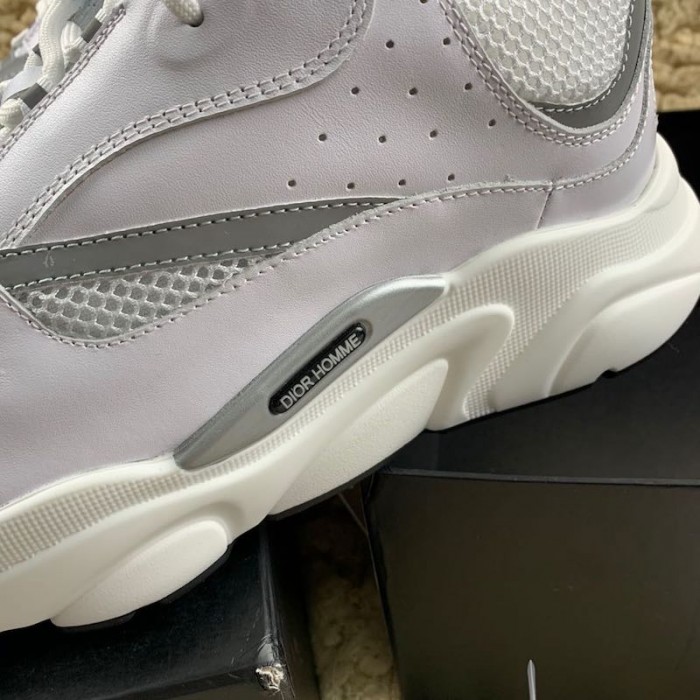 D*or b22 trainer in white technical knit and white calfskin
