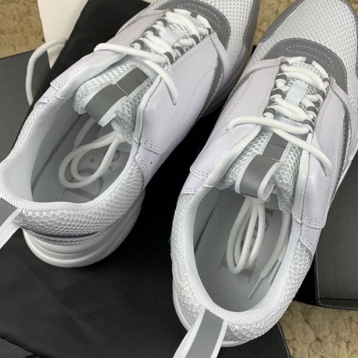 D*or b22 trainer in white technical knit and white calfskin