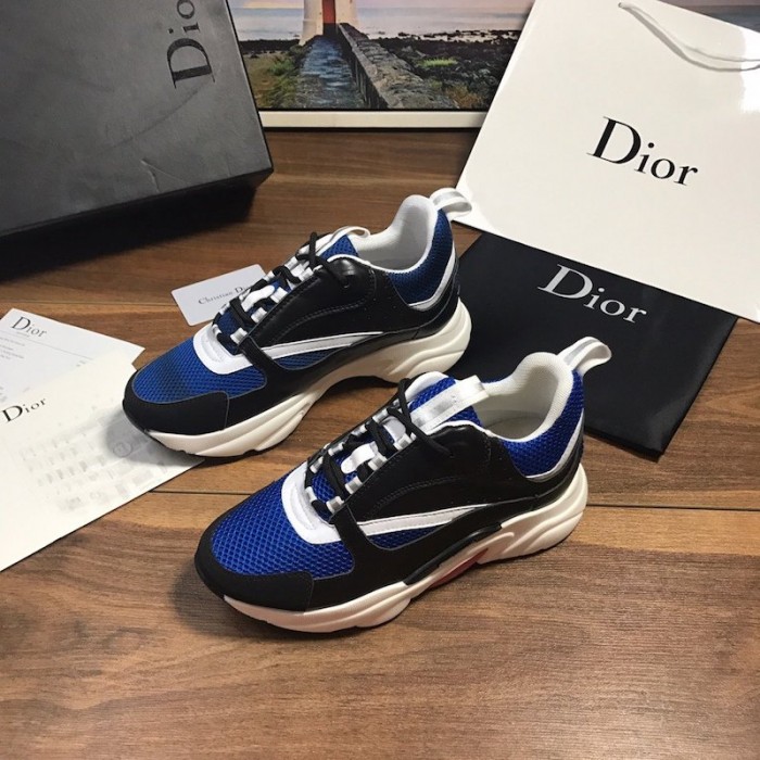 D*or b22 sneaker in black technical knit black with blue