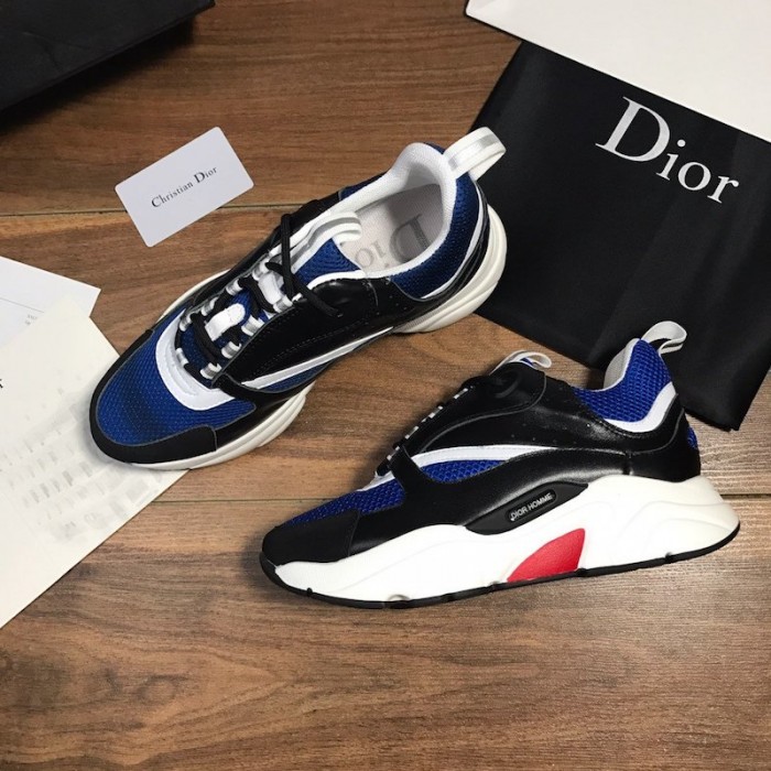 D*or b22 sneaker in black technical knit black with blue
