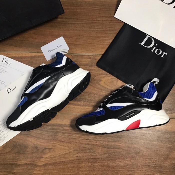 D*or b22 sneaker in black technical knit black with blue