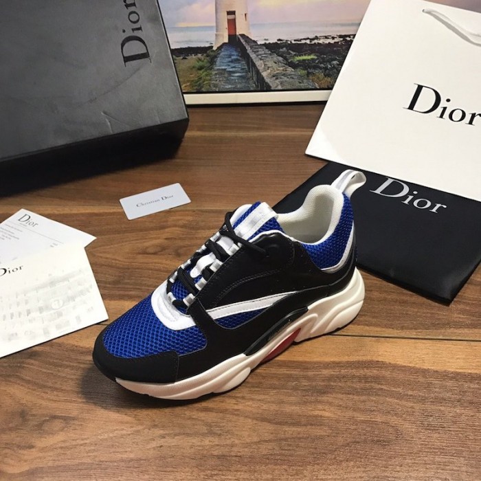D*or b22 sneaker in black technical knit black with blue