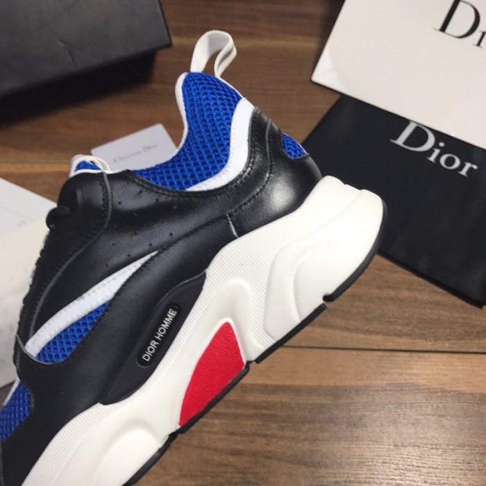 D*or b22 sneaker in black technical knit black with blue
